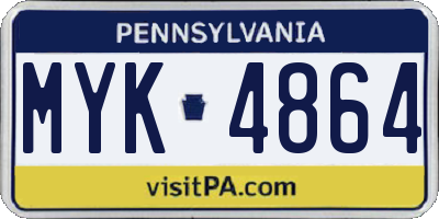 PA license plate MYK4864