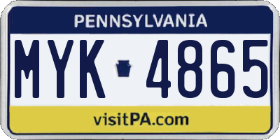 PA license plate MYK4865