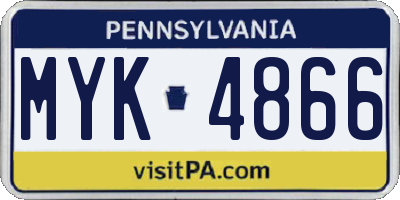 PA license plate MYK4866
