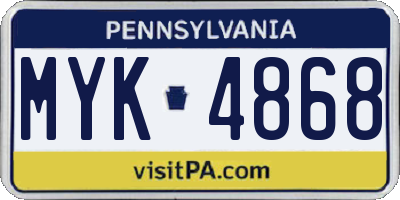 PA license plate MYK4868