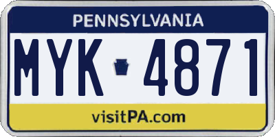 PA license plate MYK4871