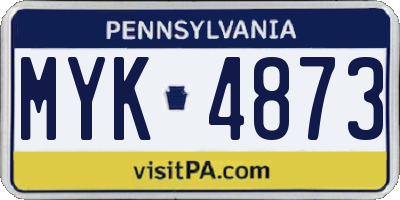 PA license plate MYK4873