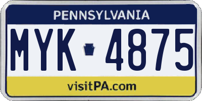 PA license plate MYK4875