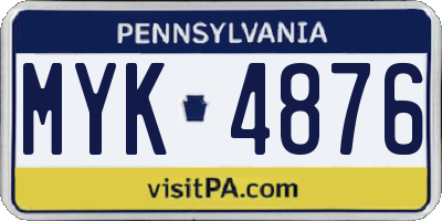 PA license plate MYK4876