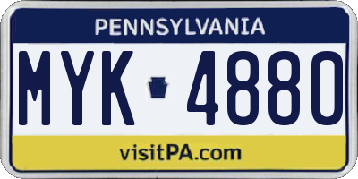 PA license plate MYK4880