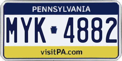PA license plate MYK4882