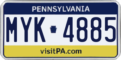 PA license plate MYK4885