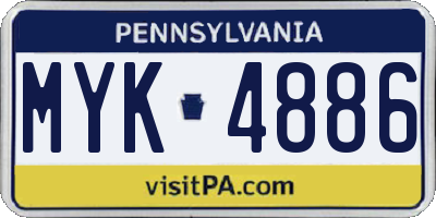 PA license plate MYK4886