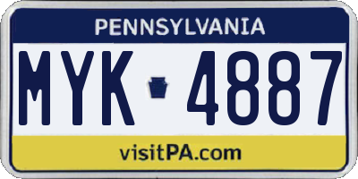 PA license plate MYK4887