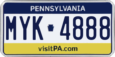 PA license plate MYK4888