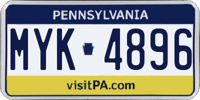 PA license plate MYK4896