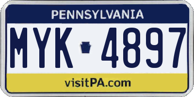 PA license plate MYK4897