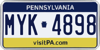 PA license plate MYK4898