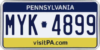 PA license plate MYK4899