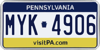 PA license plate MYK4906