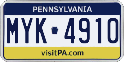 PA license plate MYK4910