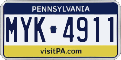 PA license plate MYK4911