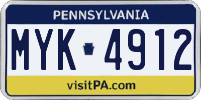 PA license plate MYK4912