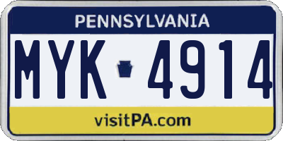 PA license plate MYK4914