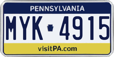 PA license plate MYK4915
