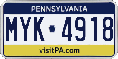 PA license plate MYK4918