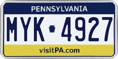 PA license plate MYK4927