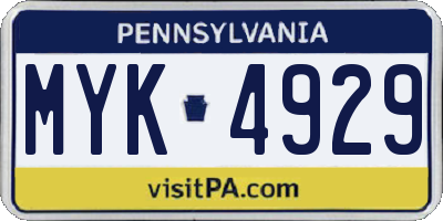 PA license plate MYK4929
