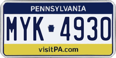 PA license plate MYK4930