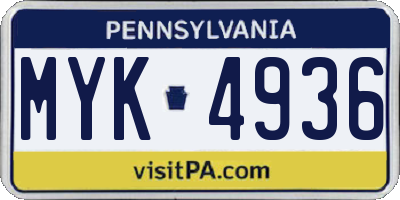 PA license plate MYK4936