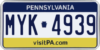 PA license plate MYK4939