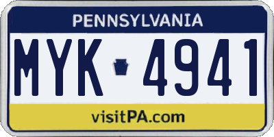 PA license plate MYK4941