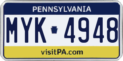 PA license plate MYK4948