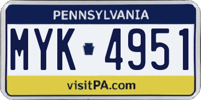 PA license plate MYK4951