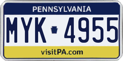 PA license plate MYK4955