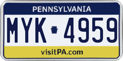 PA license plate MYK4959