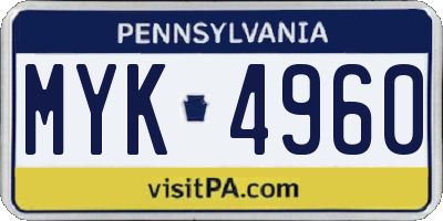 PA license plate MYK4960