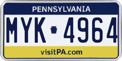 PA license plate MYK4964
