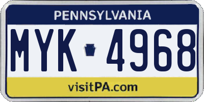 PA license plate MYK4968