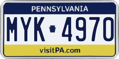 PA license plate MYK4970