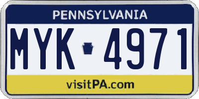 PA license plate MYK4971