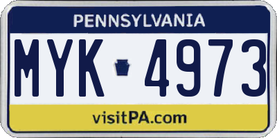 PA license plate MYK4973