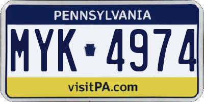 PA license plate MYK4974