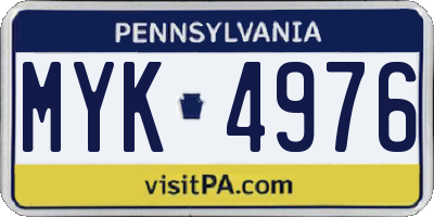 PA license plate MYK4976