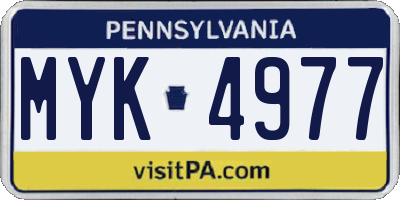PA license plate MYK4977