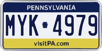 PA license plate MYK4979