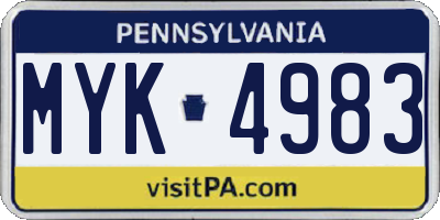 PA license plate MYK4983