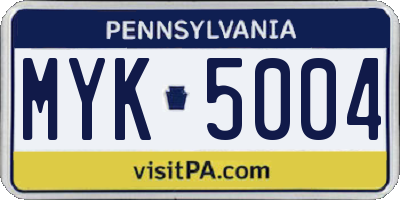 PA license plate MYK5004
