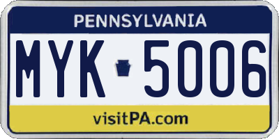 PA license plate MYK5006