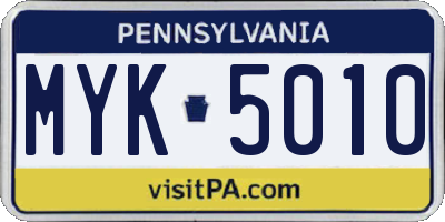 PA license plate MYK5010