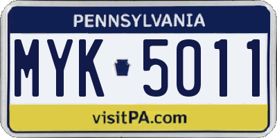 PA license plate MYK5011